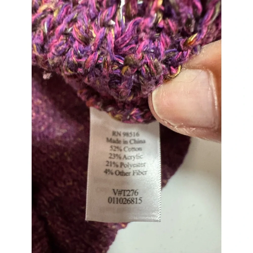 Coldwater Creek Womens Sweater Small Purple Pink Boucle Knit Textured Pullover k